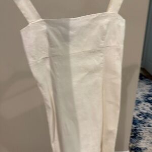 Pinko white linen square neck sleeveless short dress